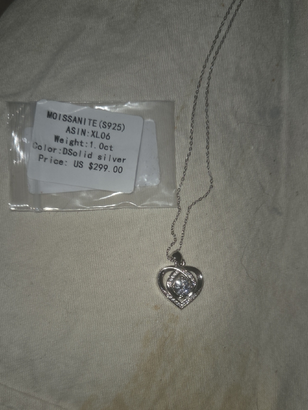 Moissanite Heart Pendant Necklace in Solid Silver 9.25 1.0 ct
